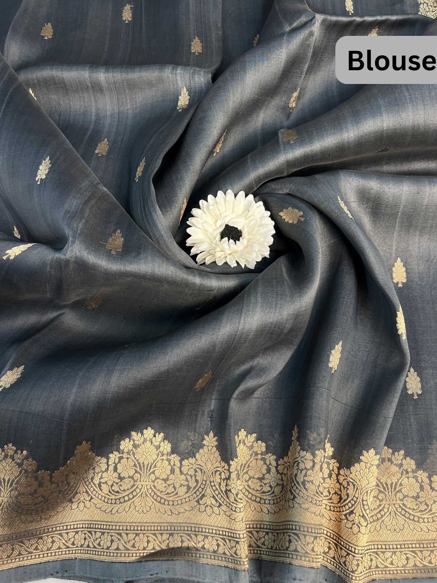 Elegant Grey Kora Silk Blouse