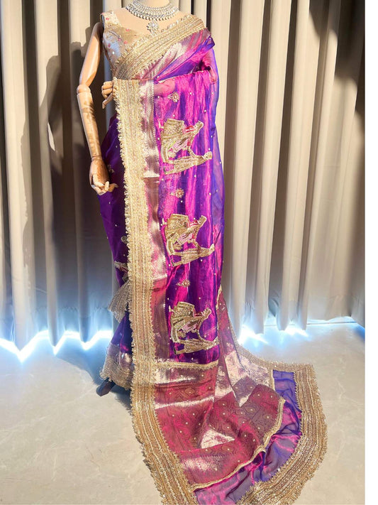 Purple dhoop Chav Saat Phere with Hand Embroidered Dummy View