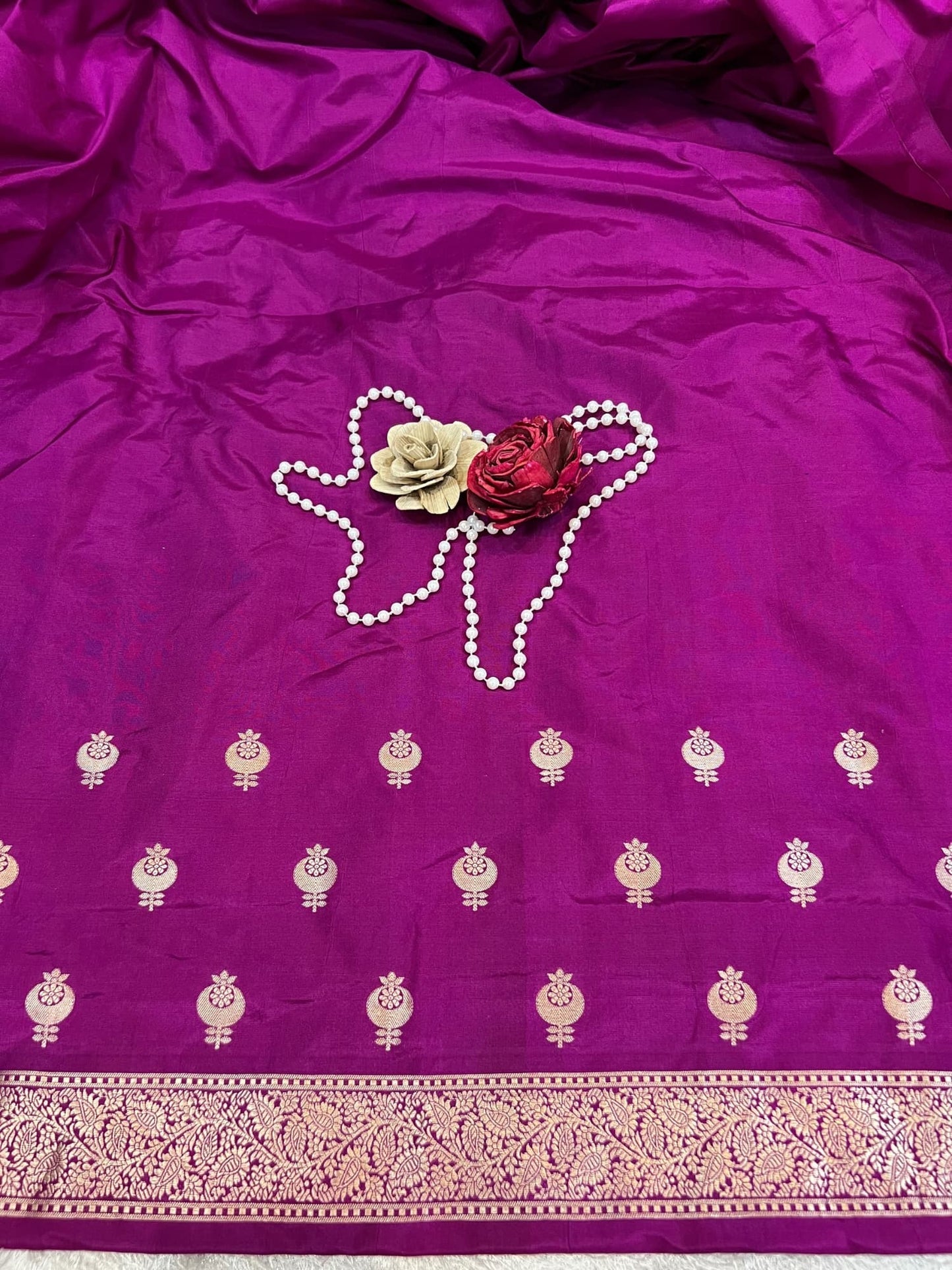 Unstitched Purple Banarasi Katan Silk Suit Set with Zari Buti and Brocade Border
