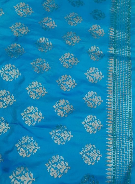 Handwoven Blue Katan Silk Saree