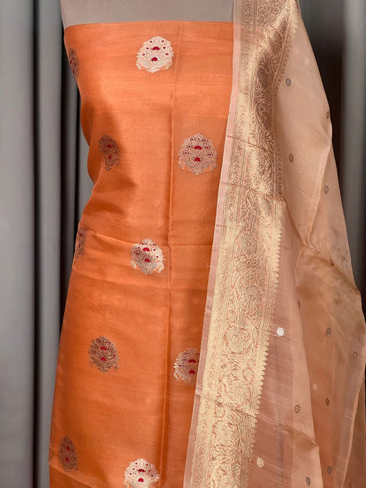Orange Kora Silk Suit Set