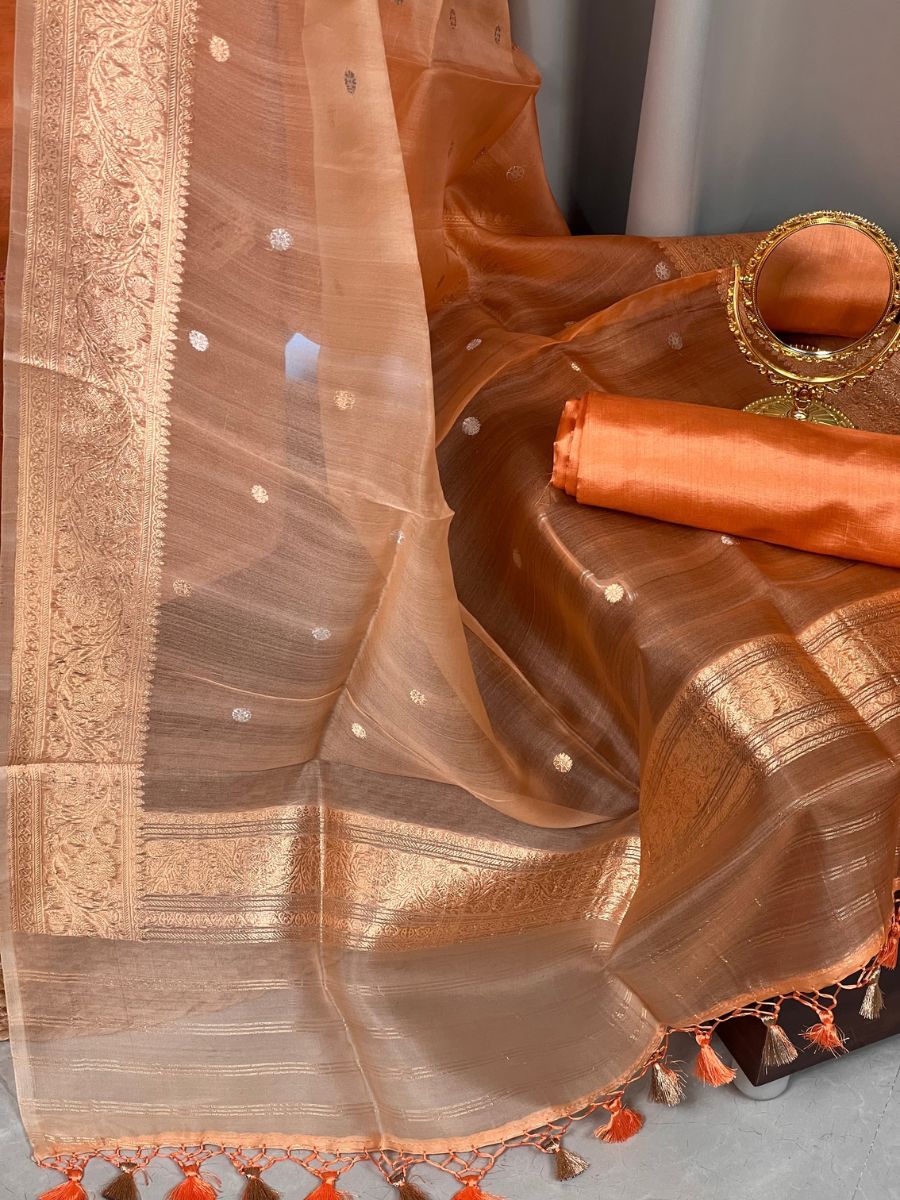 Orange Kora Silk Suit Set