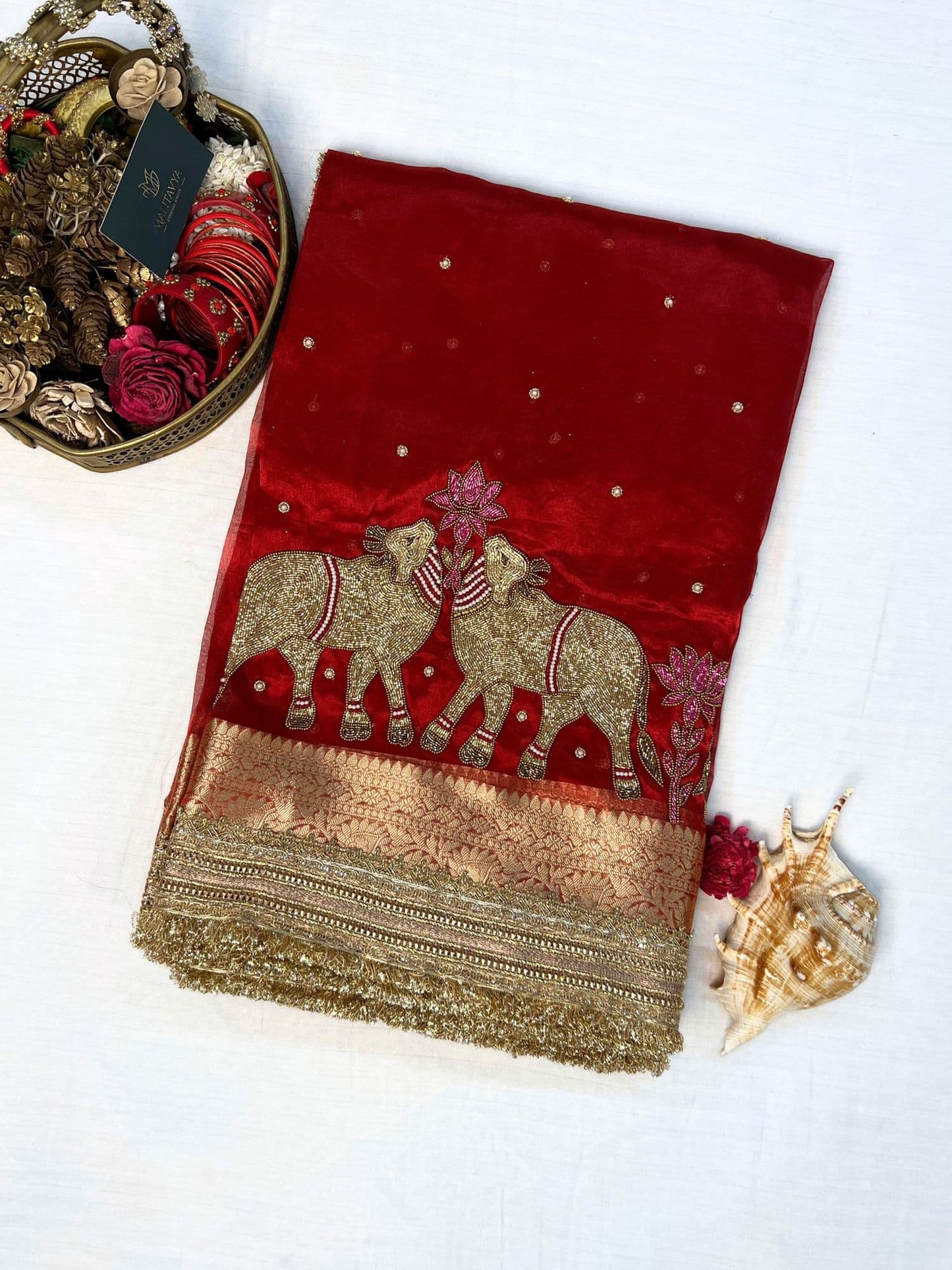 βRoyal Red Pichwai Nandi traditional Indian artworkβ