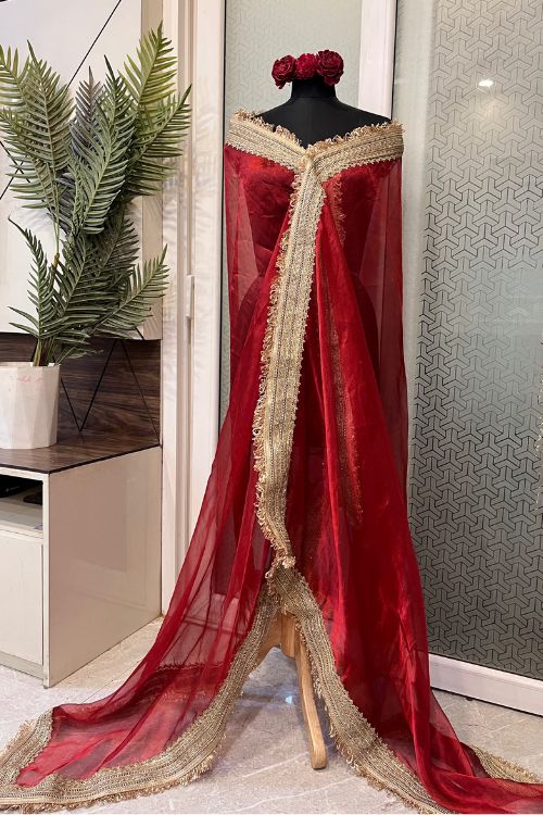 Red Tissue Silk Dupatta