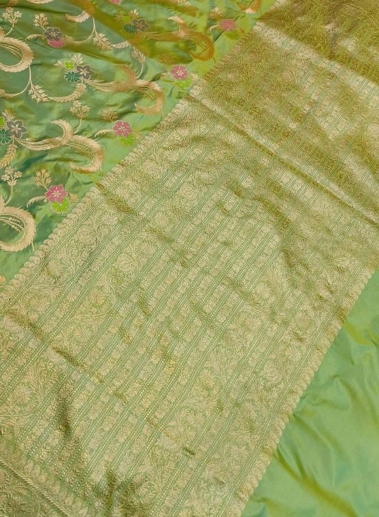 Handwoven Green Katan Silk Saree