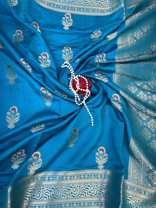 Blue Chiniya Silk