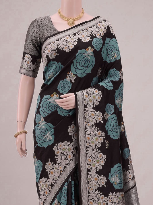 Black Katan Silk Saree Dummy View 02