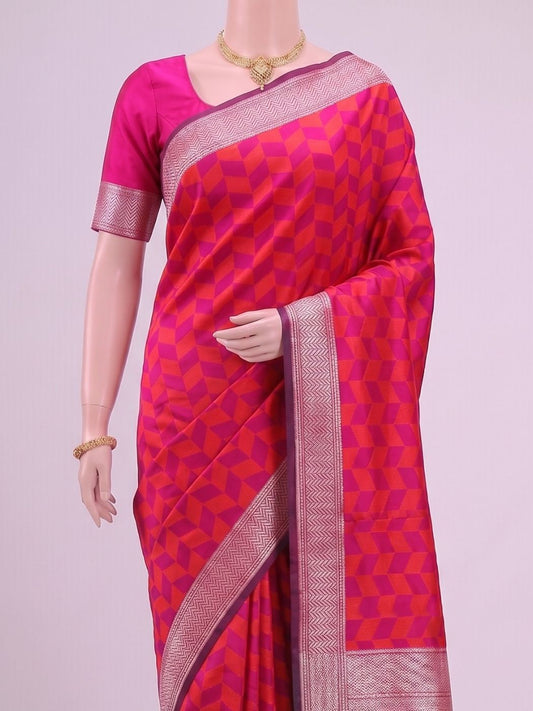 Vermilion Katan Silk Saree Dummy View 02
