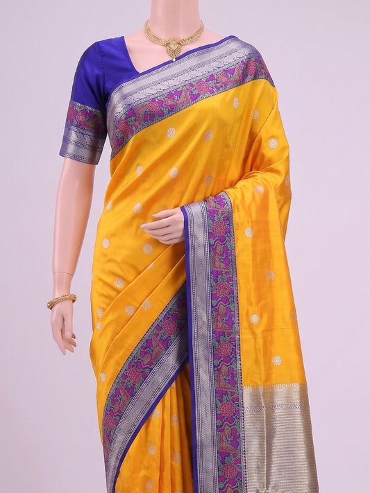 Yellow Katan Silk Saree Dummy View 02