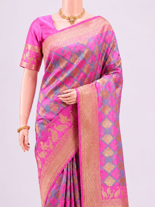 Pink Katan Silk Saree Dummy View 02