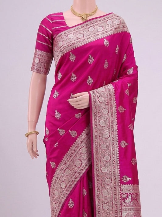 Pink Katan Silk Saree Dummy View 02
