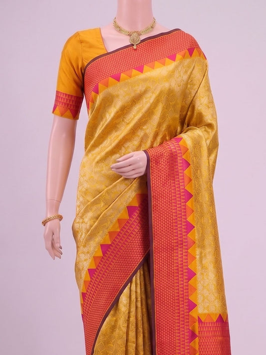 Golden-Yellow Katan Silk Saree Dummy View 02