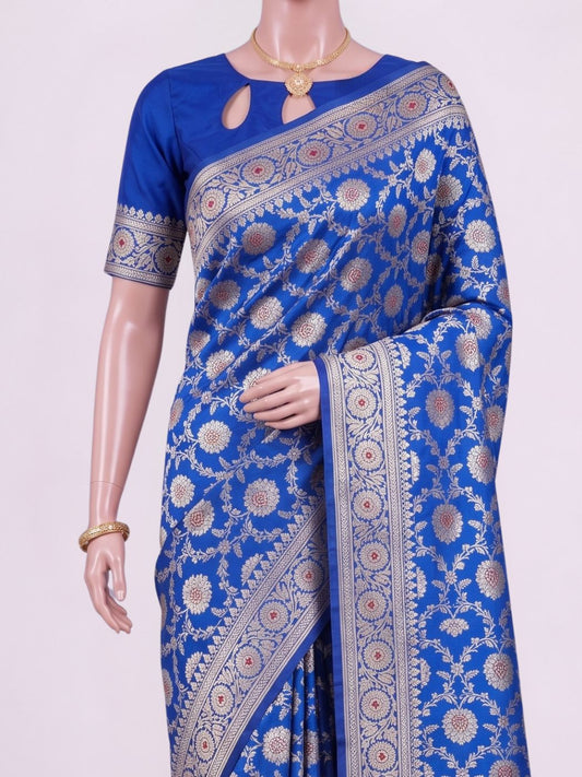 Blue Katan Silk Saree Dummy View 02