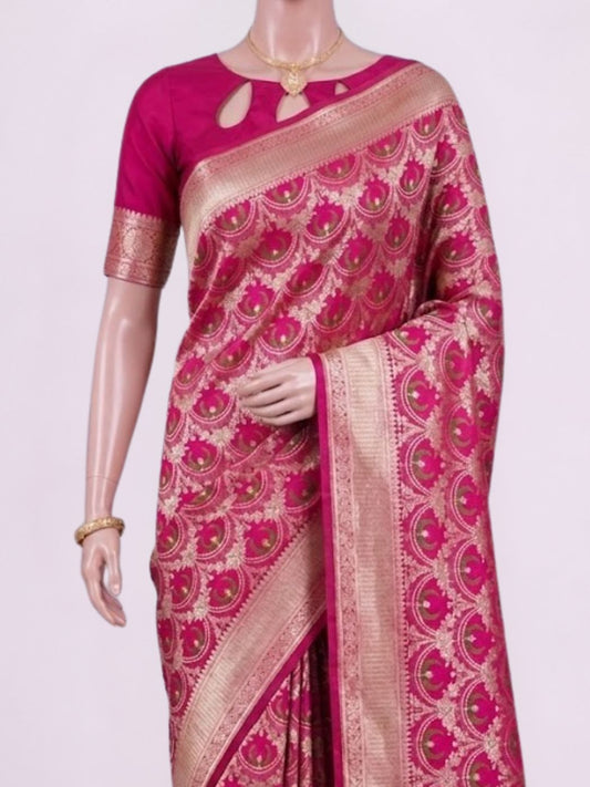 Pink Katan Silk Saree Dummy View 02