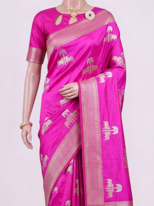 Pink Katan Silk Saree Dummy View 02