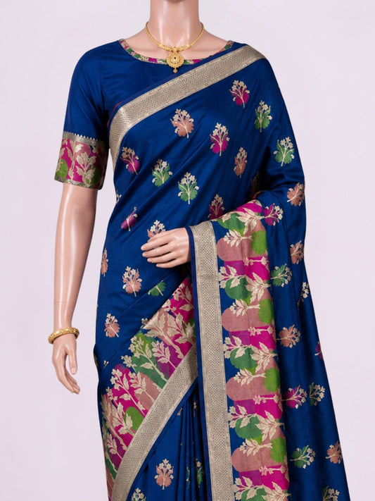 Blue Katan Silk Saree Dummmy view 02