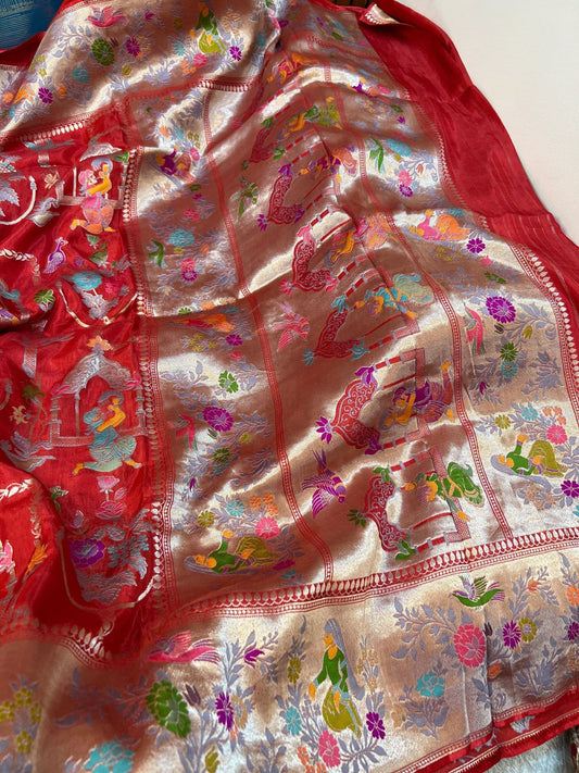 Elegant maroon Mashru silk saree with rich texture and traditional Indian craftsmanship - mantavya banaras