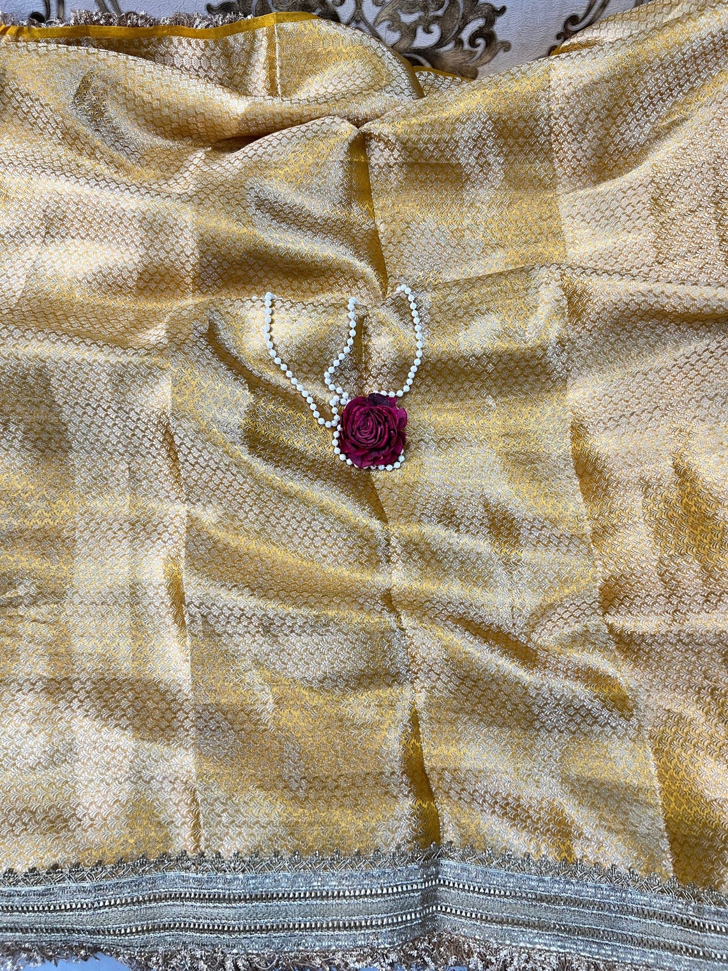 “Yellow Vantara festive Indian saree with vibrant color”