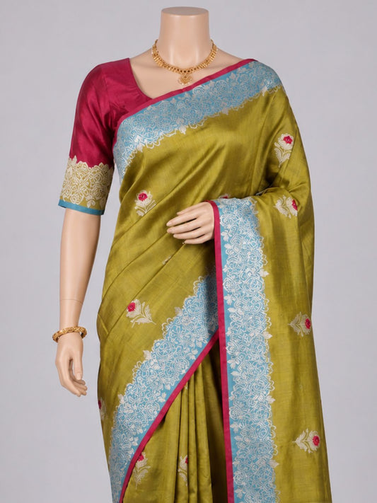 Olive Green Katan Silk