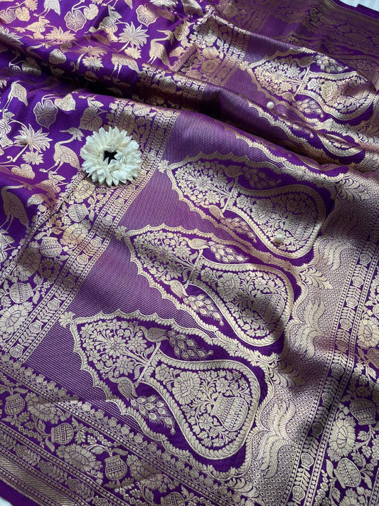 Purple Katan Silk Saree Border view-Mantavya Banaras