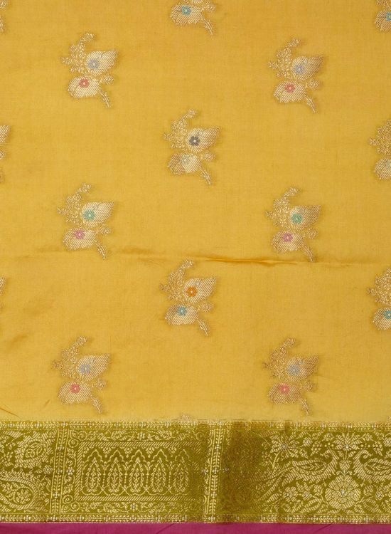 Banarasi Brocade Butta with Zari Border and Tassels