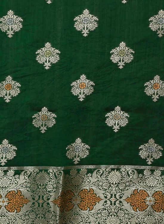 Banarasi Brocade Butta with Heavy Zari Border and Tassels