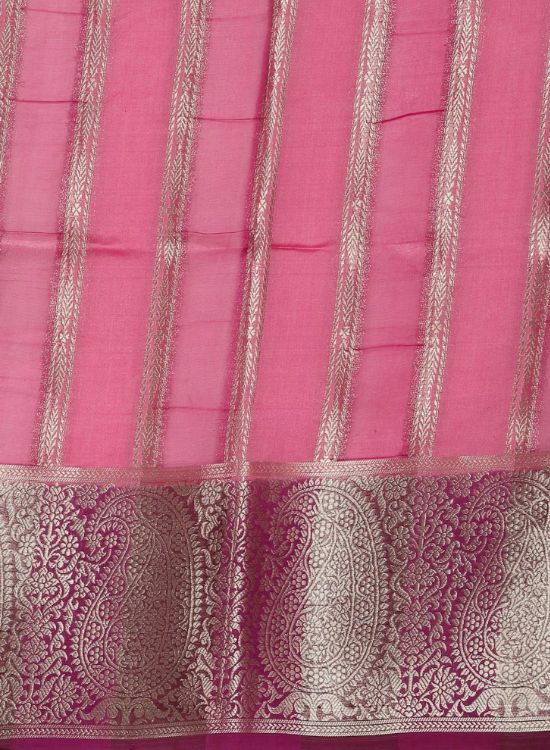 Banarasi Brocade Stripes with Paisley Zari Border and Tassels
