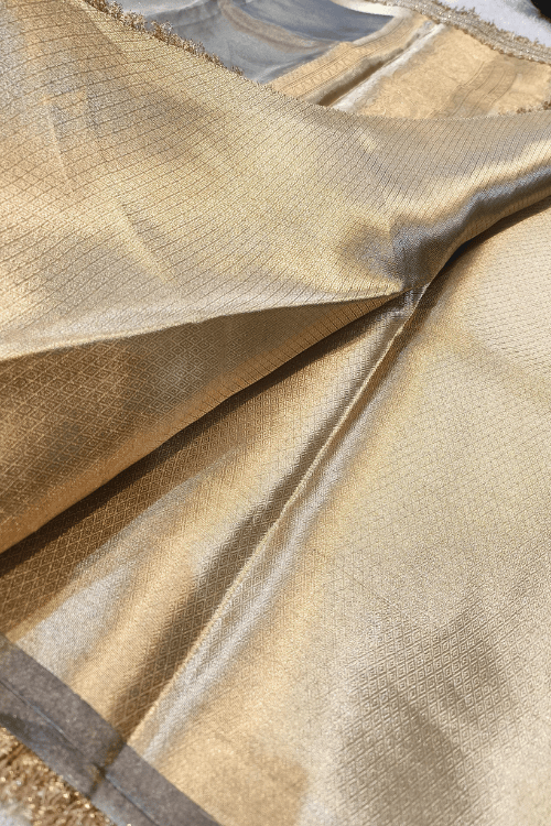 Handwoven Grey Tissue Silk Saree with Gota Patti Border