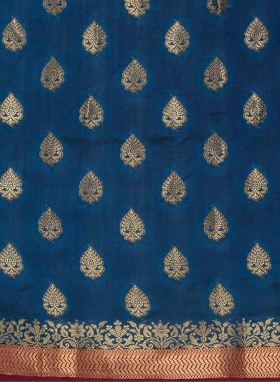 Banarasi Brocade Butta with Zari Border and Tassels