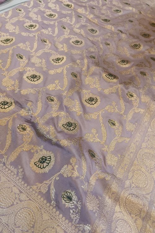 Handwoven Light Mauve Katan Silk Saree