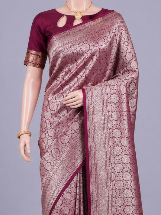 Wine katan Silk Saree Dummy View 02