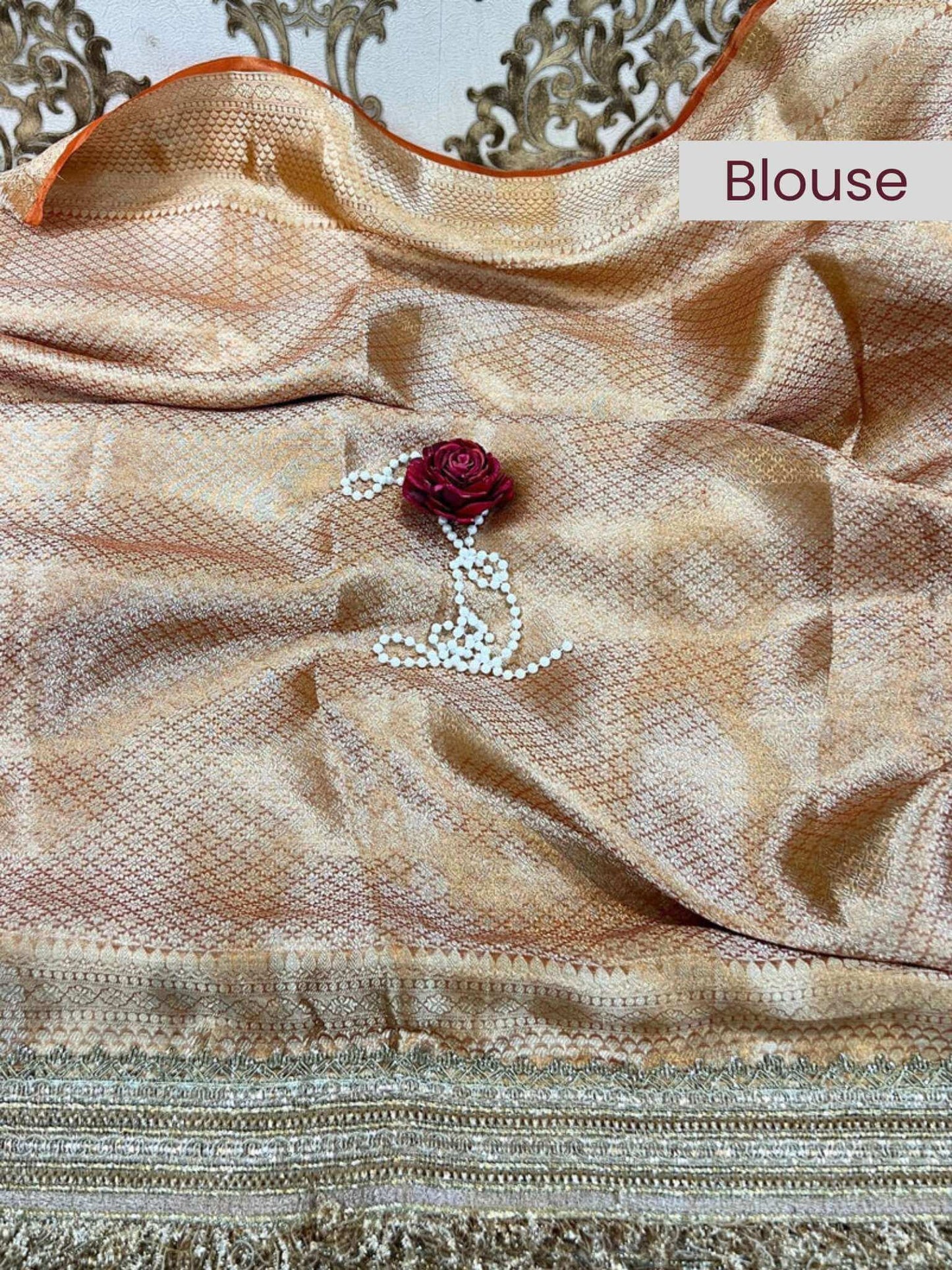 Pastel Orange Brocade blouse