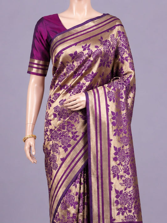 Deep Maroon-Plum Katan Silk