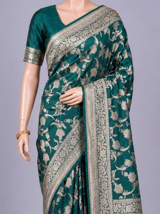 Green Chiniya Silk Saree