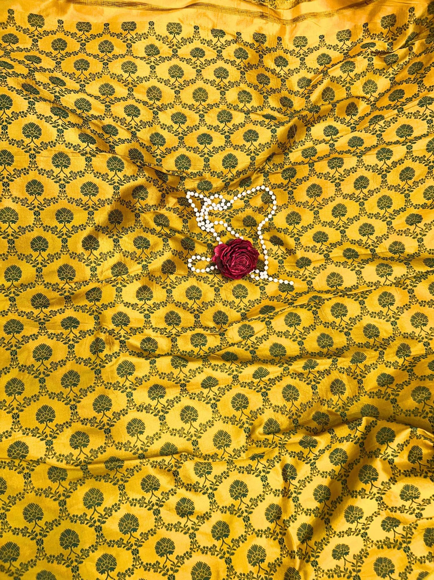 Yellow silk blouse with elegant shine and smooth premium texture - mantavya banaras