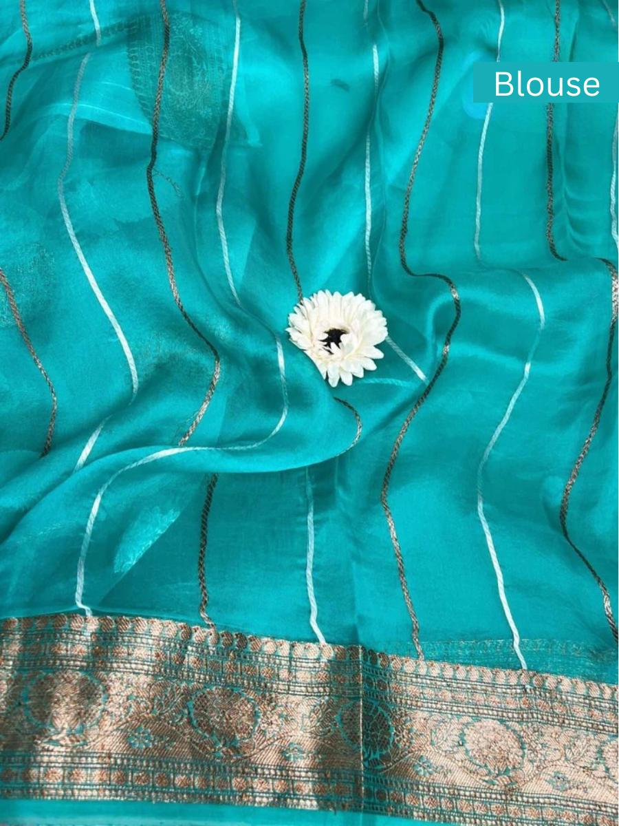 Aqua Blue Kora Silk Blouse