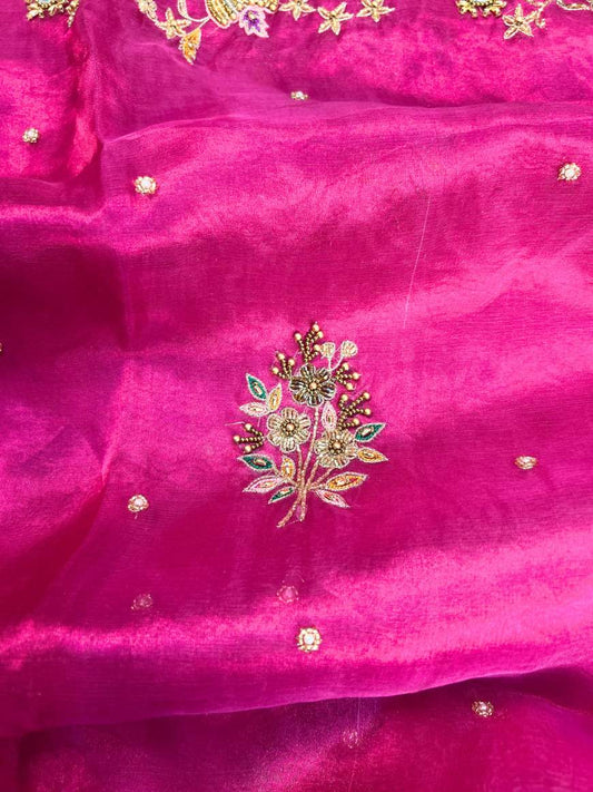 pink tissue silk saree gulsan -mantavya banaras