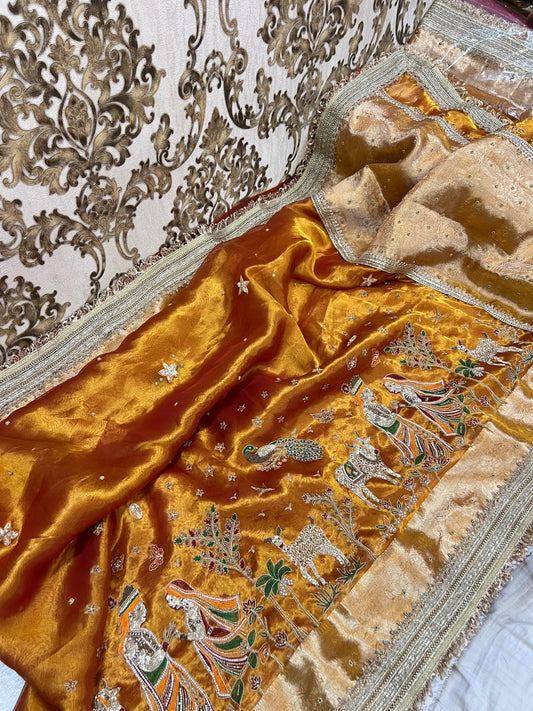 Kanjivaram Tissue Silk Saree Radha Krishna full view