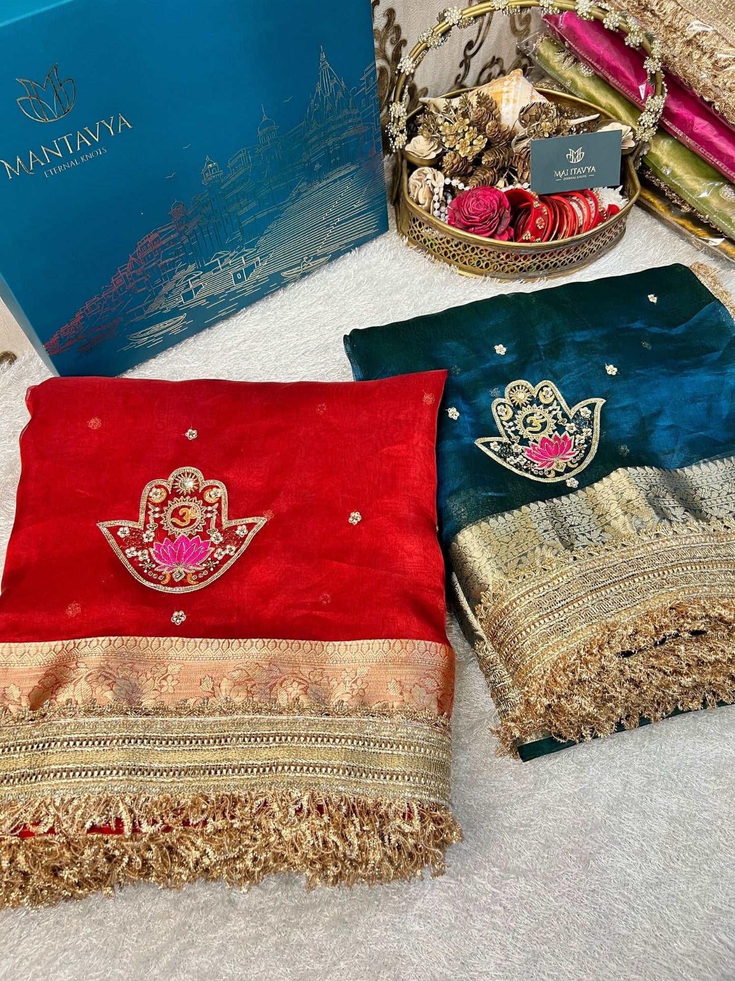 Royal Red Tissue Silk Saree nazar front view