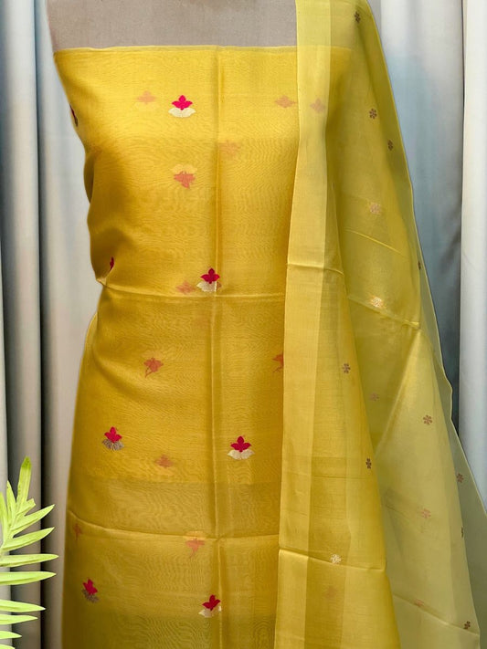 Yellow Kora Silk Suit Set