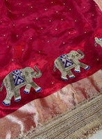 process of hand embroidery on sarees using zardozi and resham work