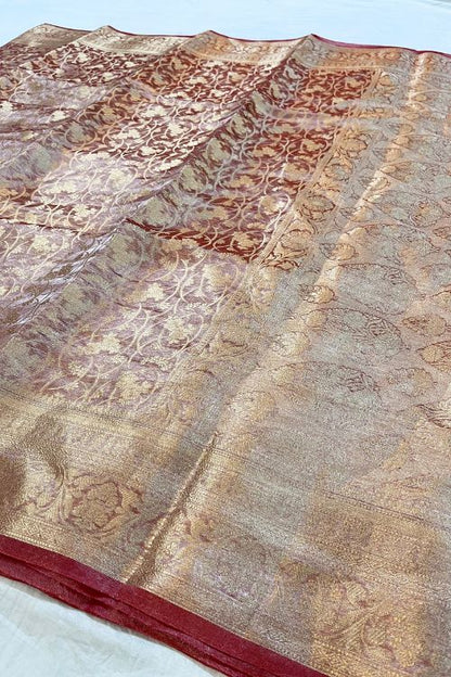 Pink Brocade Tissue Silk Saree