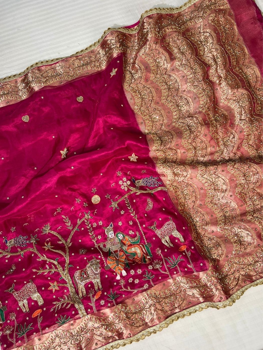 Hot Pink Prem Leela Silk Saree Full View