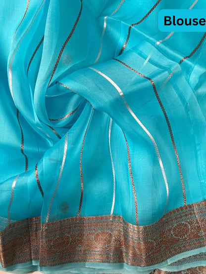 Turquoise Blue Kora Silk Blouse