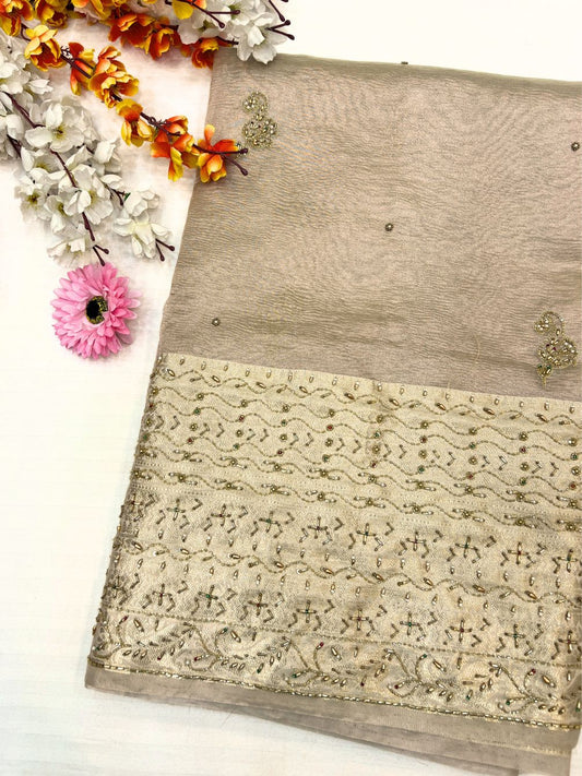 Champagne Gold Tissue Silk Panna Maharani Noor Front View
