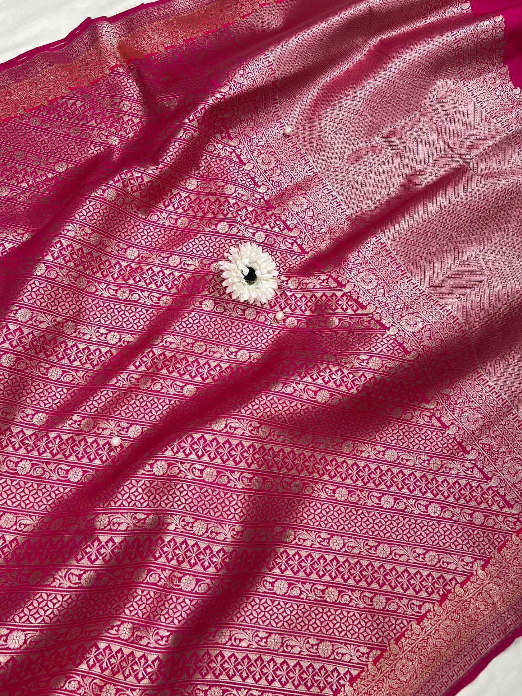 Pink Katan Silk Saree Full View