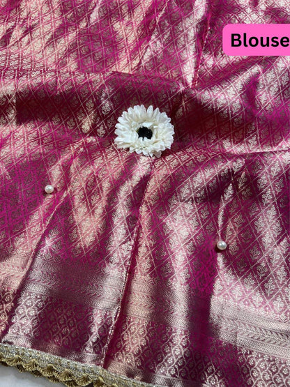  Magenta Pink Brocade blouse