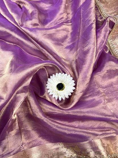 Maharani Lavender Pure Banarasi Tissue Silk Saree