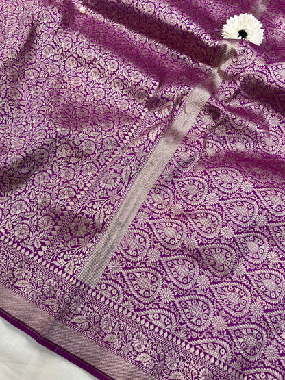 Magenta Purple Katan Silk Saree Closeup View