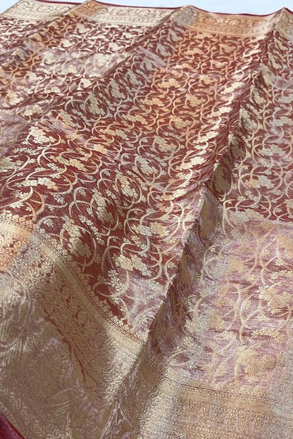 Pink Brocade Tissue Silk Saree